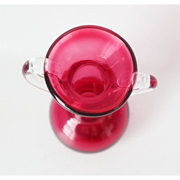 Vintage Cranberry Hand Blown Glass Vase Studio Art Bud Vase Flower - Picture 3 of 5